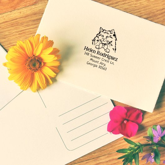 Cat rag pop retouradres rubberstempel