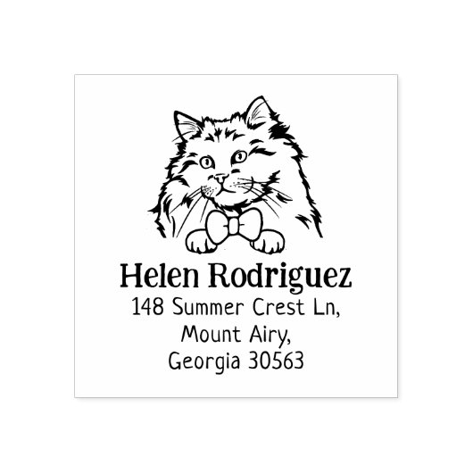 Cat rag pop retouradres rubberstempel (Afrduk)