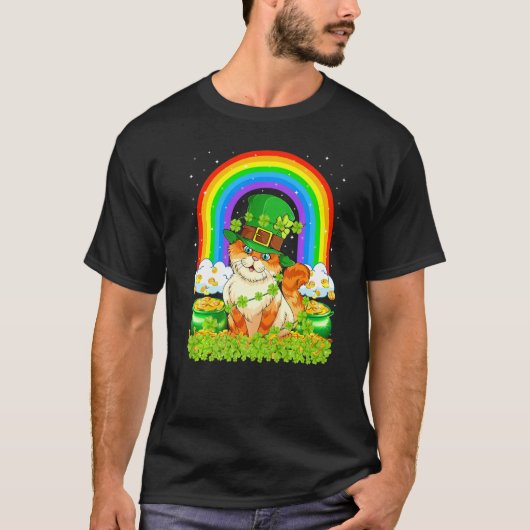 Cat Rainbow Leprechaun Cat St Patrick's Day T-shirt (Voorkant)
