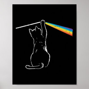 Cat Rainbow Light Cool Prism Science Spectrale Man Poster