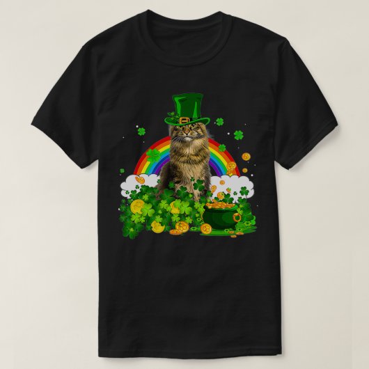 Cat Rainbow Shamrock St Patricks Day Meowy Irish G T-shirt (Design voorkant)