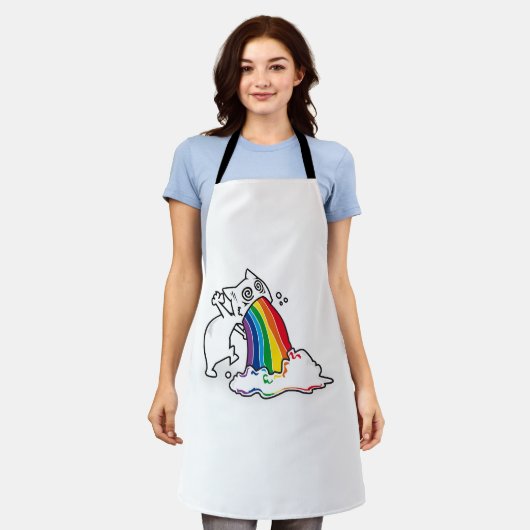 cat rainbow vomit schort (Gedragen)