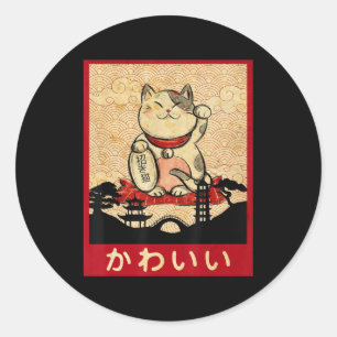 Cat Ramen Bowl Anime Japanse noedels Kawaii Neko Ronde Sticker