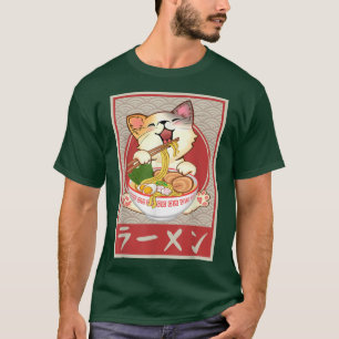 Cat Ramen Bowl Anime Japanse noedels Kawaii Neko T-shirt