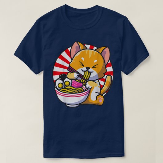 Cat Ramen Bowl Anime Japanse noedels Kawaii Neko  T-shirt (Design voorkant)