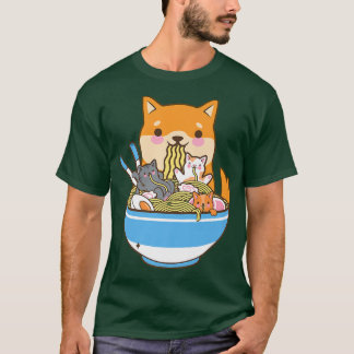Cat Ramen Dog Shiba in Japanse Kawaii Cute Anime T-shirt