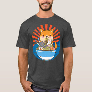 Cat Ramen Dog Shiba in Japanse Kawaii Cute Anime T-shirt