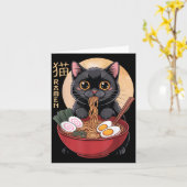 Cat Ramen Funny Graphic Tees Japanese Kawaii Cat A Kaart (Gele Bloem)