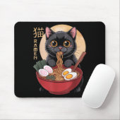 Cat Ramen Funny Graphic Tees Japanese Kawaii Cat A Muismat (Met muis)