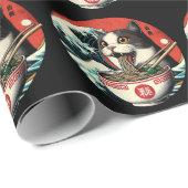 Cat Ramen Japanese Art Vintage Style Cadeaupapier (Rol Hoek)