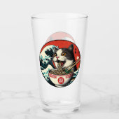 Cat Ramen Japanese Art Vintage Style Glas (Voorkant)