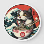 Cat Ramen Japanese Art Vintage Style Grote Klok (Voorkant)