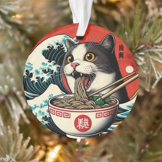 Cat Ramen Japanese Art Vintage Style Ornament (Boom)