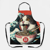 Cat Ramen Japanese Art Vintage Style Schort (Voorkant)