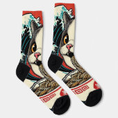 Cat Ramen Japanese Art Vintage Style Sokken (Rechts)