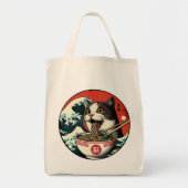 Cat Ramen Japanese Art Vintage Style Tote Bag (Voorkant)