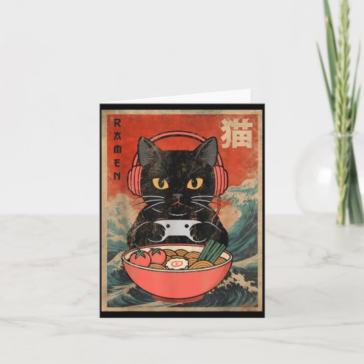 Cat Ramen Japanese Funny Graphic Kawaii Anime  Kaart (Voorkant)