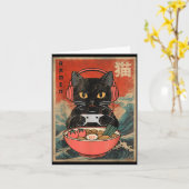 Cat Ramen Japanese Funny Graphic Kawaii Anime  Kaart (Gele Bloem)