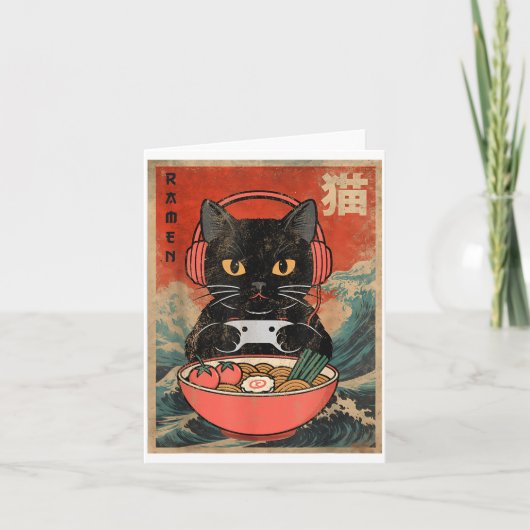 Cat Ramen Japanese Funny Graphic Kawaii Anime  Kaart (Voorkant)