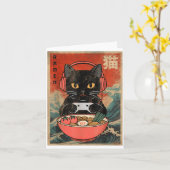 Cat Ramen Japanese Funny Graphic Kawaii Anime  Kaart (Gele Bloem)