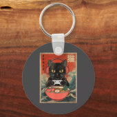 Cat Ramen Japanese Funny Graphic Kawaii Anime Sleutelhanger (Voorkant)