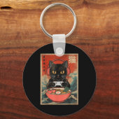 Cat Ramen Japanese Funny Graphic Kawaii Anime Sleutelhanger (Voorkant)