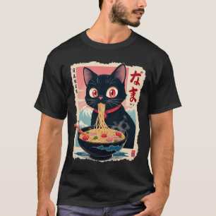 Cat Ramen Japanese Funny Graphic T - shirts Kawaii