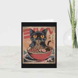 Cat Ramen Japanese Funny Graphic T - shirts Kawaii Kaart
