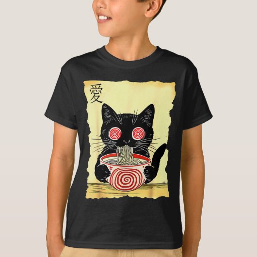 Cat Ramen Japanese Funny Graphic Tees Kawaii Anime (Voorkant)