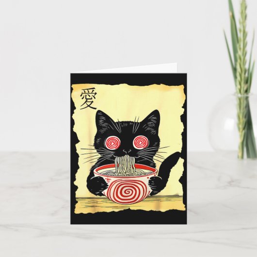 Cat Ramen Japanese Funny Graphic Tees Kawaii Anime Kaart (Voorkant)