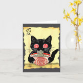 Cat Ramen Japanese Funny Graphic Tees Kawaii Anime Kaart (Gele Bloem)