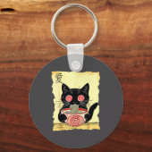 Cat Ramen Japanese Funny Graphic Tees Kawaii Anime Sleutelhanger (Voorkant)