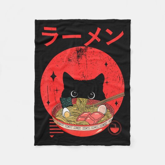 Cat Ramen Japanese Funny Graphic Tees Kawaii Cat A Fleece Deken (Voorkant)