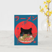 Cat Ramen Japanese Funny Graphic Tees Kawaii Cat A Kaart (Gele Bloem)