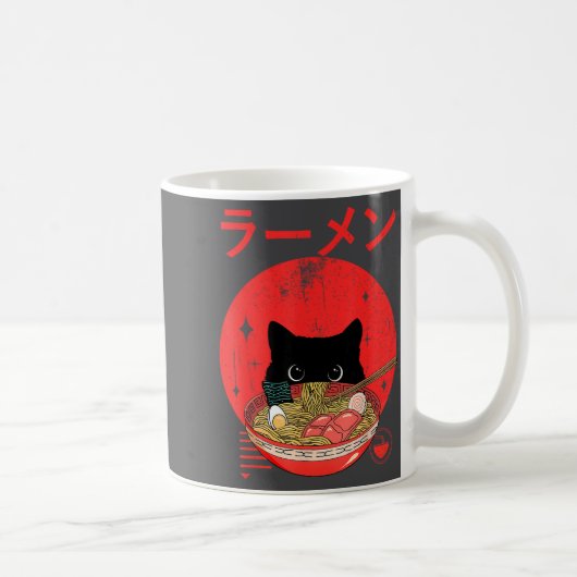 Cat Ramen Japanese Funny Graphic Tees Kawaii Cat A Koffiemok (Rechts)