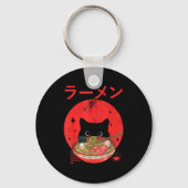 Cat Ramen Japanese Funny Graphic Tees Kawaii Cat A Sleutelhanger (Voorkant)
