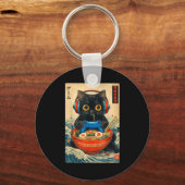 Cat Ramen Japanese Funny Graphic Tees Kawaii Cat A Sleutelhanger (Voorkant)