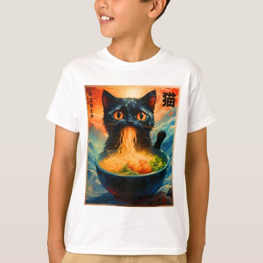 Cat Ramen Japanese Kawaii Cat Anime Cat Ramen T-shirt (Voorkant)