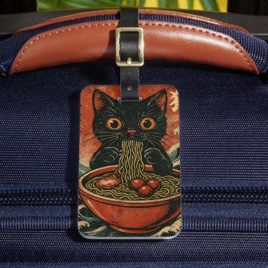 Cat Ramen Japanse Grappige Grafische Kawaii Kat An Bagagelabel (Voorkant Insitu 2)