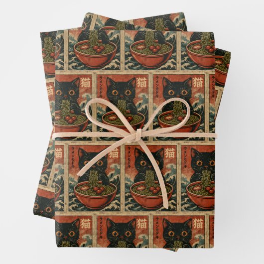 Cat Ramen Japanse Grappige Grafische Kawaii Kat An Inpakpapier Vel (In situ)