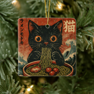 Cat Ramen Japanse Grappige Grafische Kawaii Kat An Keramisch Ornament