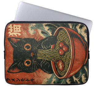 Cat Ramen Japanse Grappige Grafische Kawaii Kat An Laptop Sleeve
