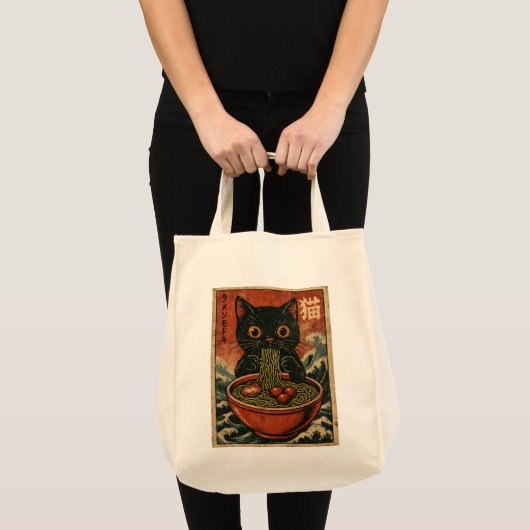 Cat Ramen Japanse Grappige Grafische Kawaii Kat An Tote Bag (Voorkant (product))