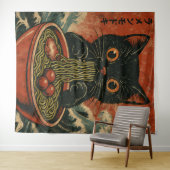 Cat Ramen Japanse Grappige Grafische Kawaii Kat An Wandkleed (In Situ (horizontaal))