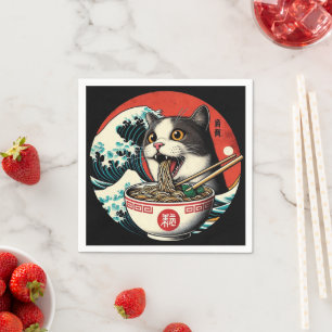Cat Ramen Japanse kunst stijl Servet