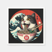 Cat Ramen Japanse kunst  stijl Servet (Voorkant)
