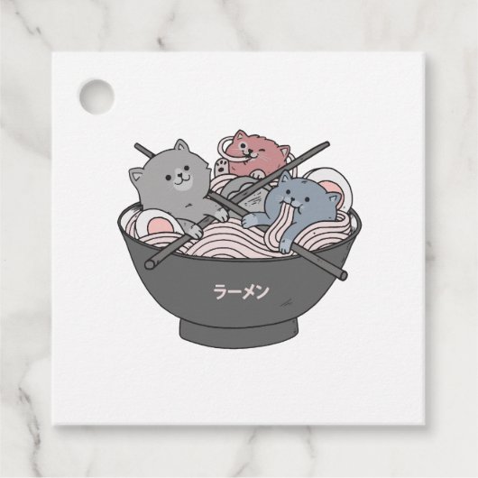 Cat Ramen Kawaii Bedankjes Labels (Voorkant)