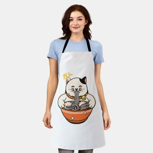 Cat Ramen Kawaii Design Schort (Gedragen)