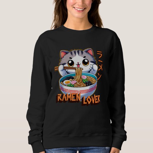 Cat Ramen Lover Japanse noedels Grappig Trui (Voorkant)