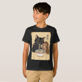 Cat Ramen Monkey Shirt Funny Cat Monkey Eating Ram (Voorkant volledig)